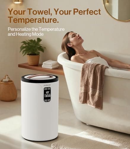 Evenchic Towel Warmer, 20L Hot Towel Warmers for Bathroom with 24H Timer, Temperature Adjustable, LED Display, Auto Shut Off, Even Heated for Oversized Towels, Bathrobes, Blankets - Thumbnail 5
