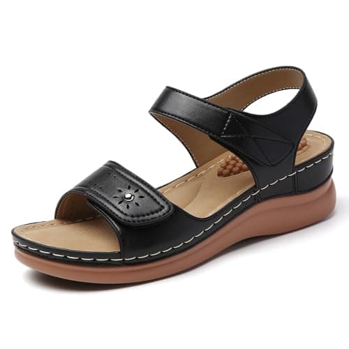Tilocow Sandals Women Wedge Shoes - Orthopedic Walking Sandals with Arch Support and Massaging Sole, Ideal for Summer Parties and Casual Wear - Image 1