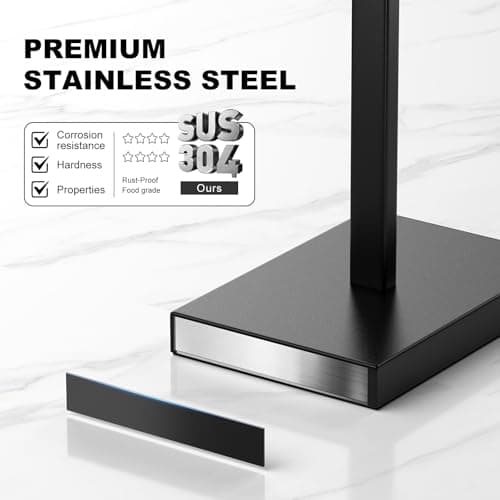 Black Toilet Paper Holder Stand，Stainless Steel Toilet Paper Holder Free Standing，Stable Weighted Base Floor Tissue Roll Holder for Bathroom，Modern Pivoting Toilet Paper Stand - Thumbnail 5