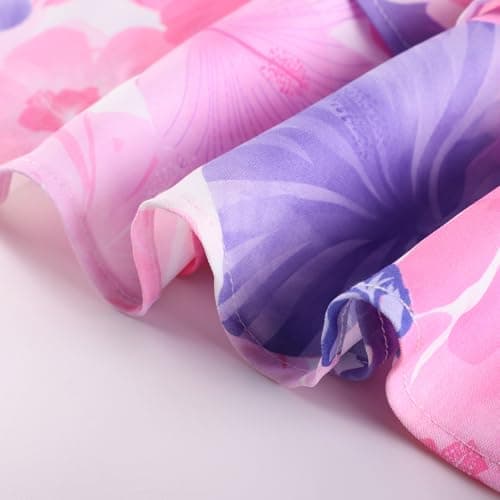GRACE KARIN Party Dresses for Girls Elastic Straps Smocked Maxi Long Casual Boho Dress 8-10,Pink Purple Tropical - Thumbnail 6