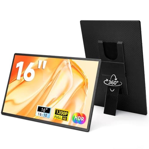 LOSC Portable Monitor for Laptop - 16" 1200P FHD Laptop Screen Extender 16:10 IPS Screen External Display with Stand Travel Monitor for PC Mac Phone Game Console