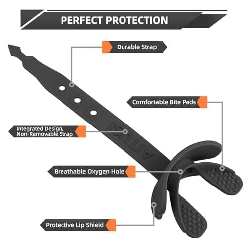 4 Pack Football Mouth Guards with Strap - Breathable Lip Protector Mouthpiece with Case for Football Players, Comfortable Wide Opening Design (Black/White/Blue/Green) - Perfect for Youth & Adult - Thumbnail 3