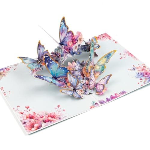 mountova Butterflies Pop Up Card, Butterfly Flower Card Greeting Card Get Well Cards Thinking of You Card Gift for Birthday, anniversary, Valentines Day, Mother's Day