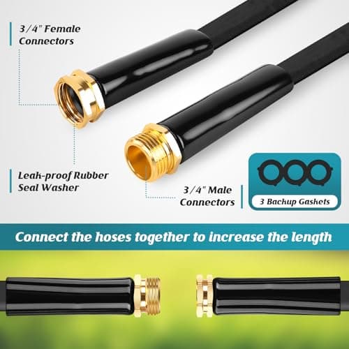 Itsonestep Garden Hose 100ft, 3/4GHT Non-Expanding Water Hose Lightweight, Flexible Garden Hose with 10 Function Nozzle, Kink-Free, Sturdy, High-Pressure, Abrasion Resistant Hoses for Yard, Garden - Thumbnail 2