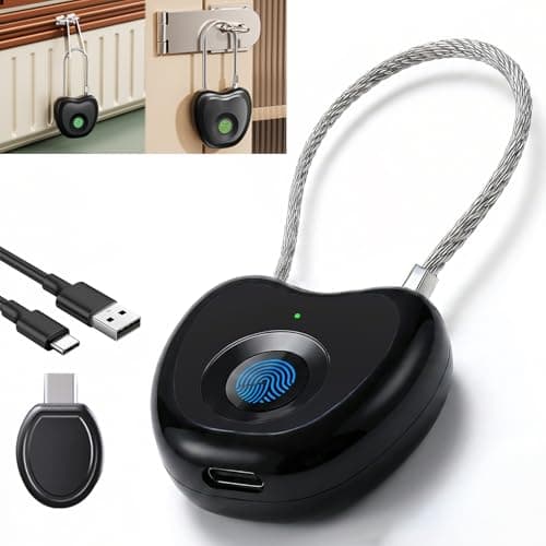 Bstsilver Fingerprint Padlock, Larger Sensor &20-User, 6.2" Flexible Cable Keyless Biometric Lock with Emergency USB Key & Code for Gym Locker, Luggage, Backpack, School, Dorm, Office, Travel & Indoor - Image 1