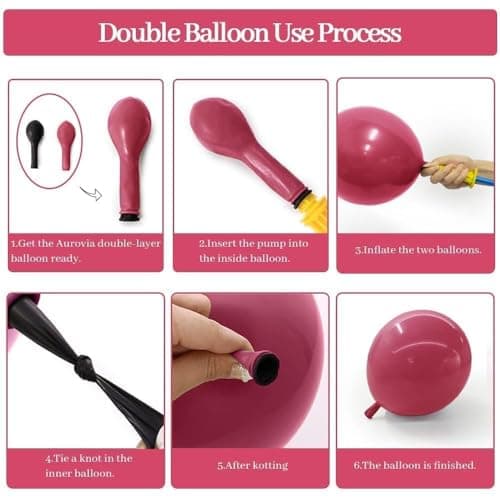 Dusty Rose Pink Balloon Garland Double Stuffed Dark Pink Mauve Pearl White Latex Balloons Blush Cream Balloon Arch Kit for Birthday Bridal Baby Shower Wedding Mother's Day Party Decorations - Thumbnail 4