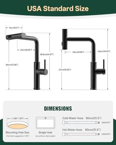 Brushed Stainless Steel Kitchen Faucets with Pull Down Sprayer,360 Degree Swievl Kitchen Sink Faucet, Bar Faucet with Three Spray Modes—Sweep, Stream, and Waterfall (Standard, Brushed Black) - Thumbnail 3