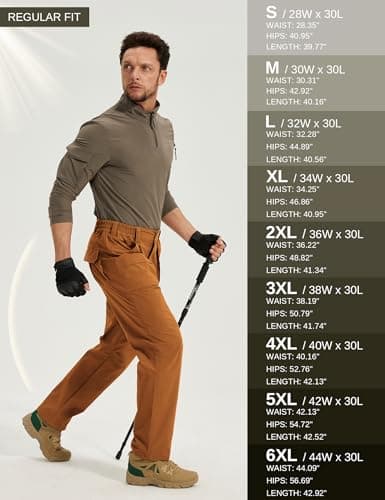 MOURCE Hiking Pants Men Lightweight Quick Dry - Water Resistant Mens Cargo Work Pants with 9 Pockets Ripstop Tactical Brown L - Thumbnail 6