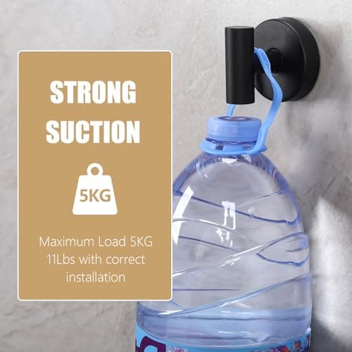 MNGD Towel Hooks Shower Suction Hook Towel Hanger for Bathroom Hanging Coat, Robe, Removable Wall Mounted Hook for Bedroom Kitchen Hotel Pool Matte Black(2-Pack) - Thumbnail 4