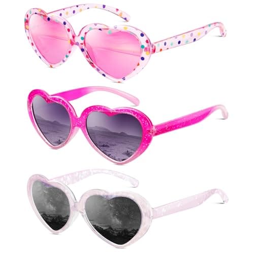 QALLY Kids Sunglasses Polarized Heart-Sunglasses: Toddler girls Sun Glasses with UV Protection for Youth Child 3Pack Age 3-12 - Image 1