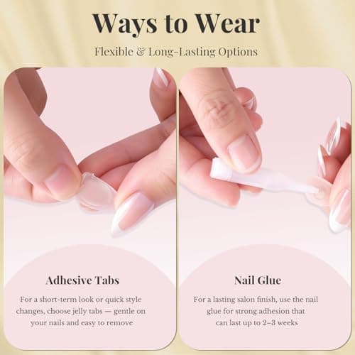 Nude Press On Nails Cat Eye - Almond Soft Gel Flexible Nails with Subtle Shimmer, Long-Lasting Chip-Free Reusable Manicure for Women DIY Nail Art, 24Pcs Nail Kit with Glue, Tabs, File, Prep Pad, Stick - Thumbnail 6