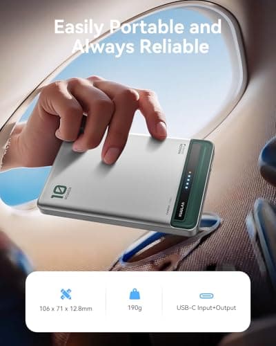Kuulaa for MagSafe Battery Pack 10000mAh, Alloy Type C 20W Ultra Slim Wireless Portable Phone Charger with USB-C Cable, 0.51in Magnetic Power Bank for iPhone 16/15/14/13/12 (Silver) - Thumbnail 3