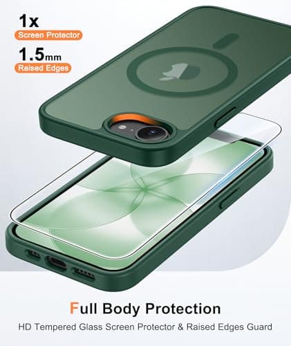 FNTCASE for iPhone 17e Case Green: Translucent iPhone 16e Cases Compatible with MagSafe, Camera Protection & Tempered Glass Protector, 14FT Military Grade Drop Tested, Matte Skin-Friendly Cover - Thumbnail 6