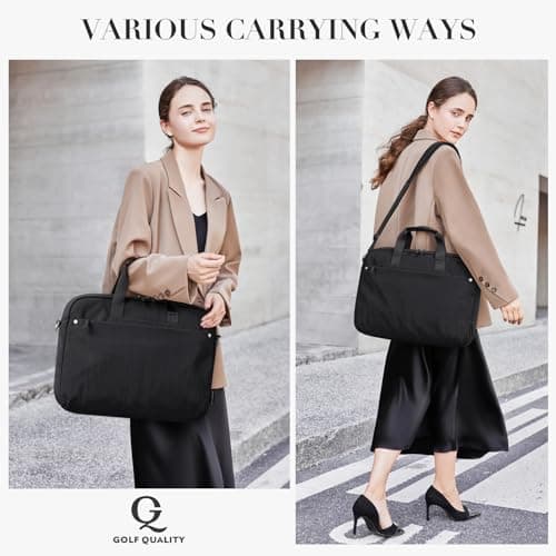 GOLF QUALITY Laptop Tote Bag for Women Casual Tote Bag for Business Teacher Carry On Crossbody Bag,16 In,Black - Thumbnail 2