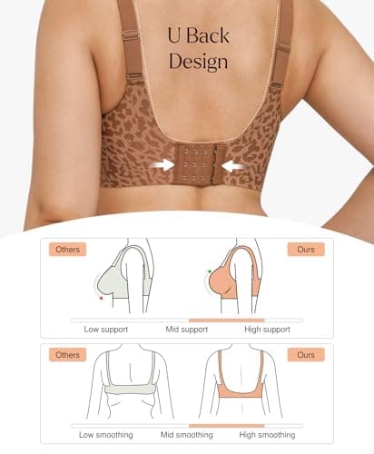 Popilush Push Up Bras for Women - Seamless No Underwire Plunge Deep V Bralette with Adjustable Straps Everyday Comfortable T-Shirt Bra Leopard Brown - Thumbnail 4