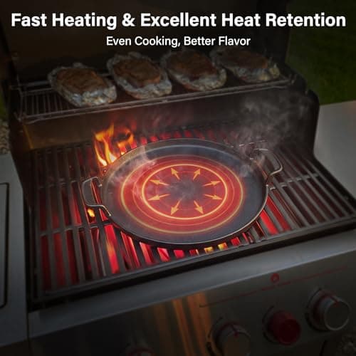 BLUES GRILL PARTS 7421 Cast Iron Griddle - 12" Gourmet BBQ System Insert, Fits Most Cooking Grates for Weber Charcoal/Gas/Pellet Grills (22" Kettle/Performer, SMOKEFIRE EX4/EX6, Genesis, Spirit &More) - Thumbnail 6