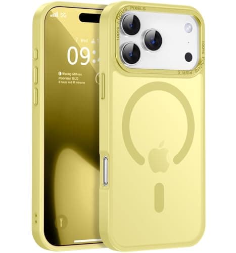 Newfuture Magnetic for iPhone 17 Pro Case [Compatible with Magsafe] [Military Grade Drop Protection] Translucent Matte Anti-Scratch Shockproof Protective Phone Case for iPhone 17 Pro 6.3 Inch, Yellow - Image 1