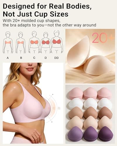 As Fairy Seamless Wireless Bra for Women Soft Support Bra with Lift Comfortable T-Shirt Bra for Daily Wear(Pink 40C) - Thumbnail 4