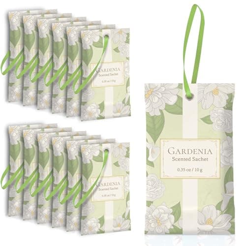 SCENTORINI Scented Sachets for Drawers and Closets, Gardenia Scent 14 Pack, Long-Lasting Sachets Bags, Closet Freshener Sachet for Wardrobe Freshener, Cupboard, Suitcases, Handbags - Image 1