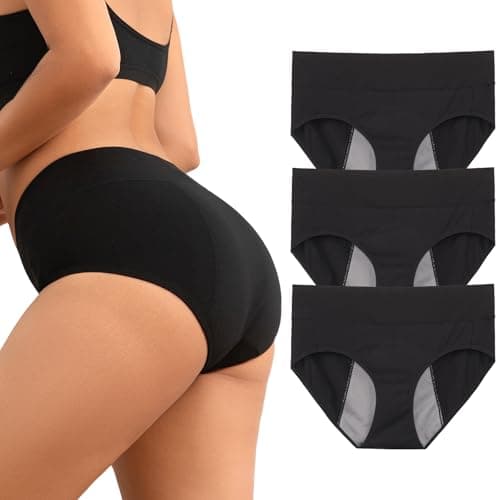 Loswie Incontinence Underwear for Women, Quick Dry Postpartum Leakproof Cotton Underwear Stretch Hi-Waist Panties - Image 1