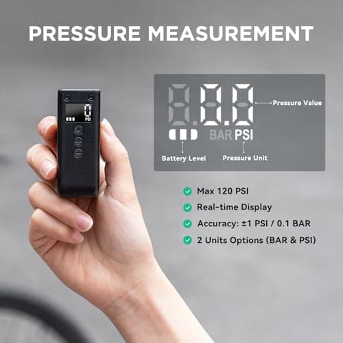 CYCPLUS Tiny Electric Bike Pump AS2Pro, 120g, Aluminum Alloy Shell, Black - Thumbnail 2