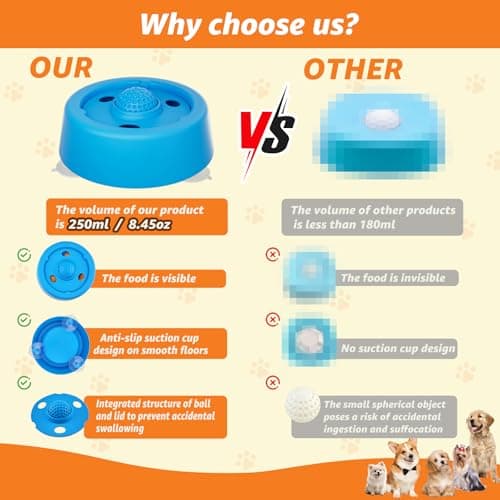Dog Lick Bowl, Food‑Grade Licking Bowl for Bone Broth & Yogurt, Interactive Slow Eating Toy for Anxiety Relief Boredom, Anti Slip Base Slow Feeder Dog Lick Bowls Rolling Ball - Thumbnail 3