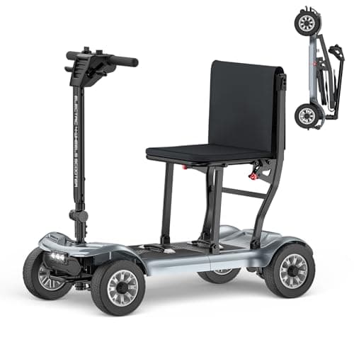 [2026 Upgraded] PAISEEC D3 Pro 35 lbs Lightweight Mobility Scooter for Seniors, Light Weight Mobility Scooter with 2 Batteries, Long Range, Airline Approved, Foldable Mobility Scooter (Silvery)