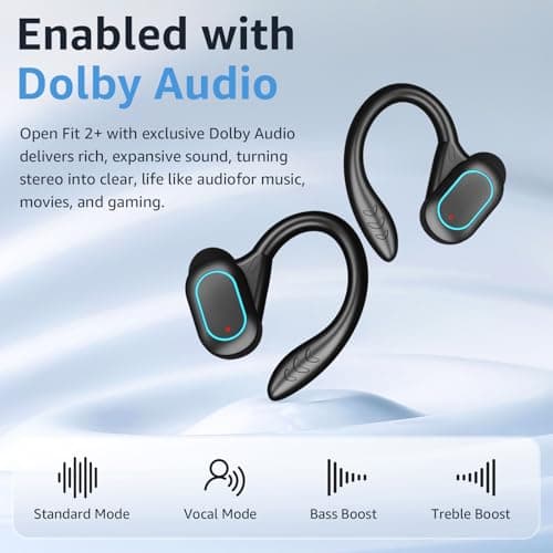 2026 Upgrade Open Ear Clip Headphones【28H Battery LED Display】【3D Surround Sound】 Bluetooth 5.4 Wireless Sports Earbuds IPX5 Sweatproof Low Latency Gaming Headset with Earhooks, for iOS & Android - Thumbnail 4
