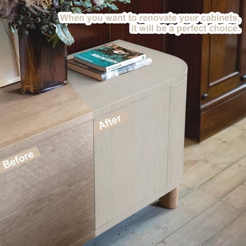 Naphite Grasscloth Peel and Stick Wallpaper Modern Textured Self-Adhesive Wallpaper Neutral Fabric Contact Paper for Cabinets Drawers Furniture Faux Linen Removable Bedroom Wall Decor 393inL 15.7inW - Thumbnail 5