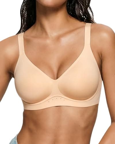 As Fairy Bras for Women No Underwire Full Coverage Seamless Wireless Bra with Support and Lift Tshirt Push Up Brassiere(Invisible Nude 38D)