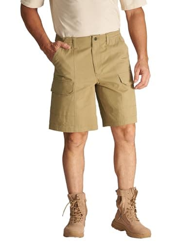 CHRONOLINE Men’s Work Shorts Regular Fit Cotton Workwear Utility Cargo Shorts with Pockets 2026 Spring Summer Casual Shorts, Light Khaki, 36 - Image 1