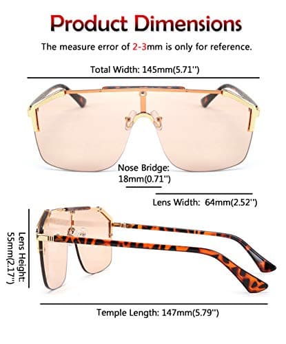 FEISEDY Classic Siamese One Piece Oversized Sunglasses Nice Rimless Stylish Retro Design for Women Men B2634 - Thumbnail 6