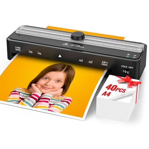 Laminator Machine with 40 Pack Letter Size Laminating Pouches (8.5" x 11"), Thermal and Cold Lamination, Built-in Cutter, Quick Warm-Up, 9 Inch Portable Laminator for Home, Office and School - Image 1