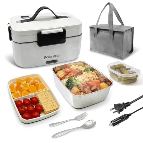 Foliantrix Heated Lunch Box 90W Electric Lunch Box for Adults with 2L Stainless Steel Container Portable Food Warmer for Men/Car/Truck/Work/Travel Loncheras Para Hombres De Trabajo 12/24/110v
