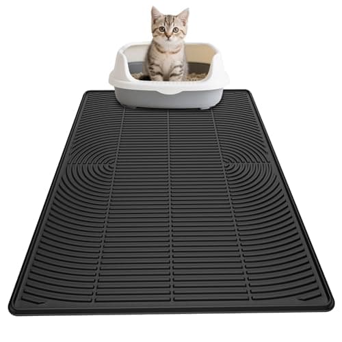 AMOK Cat Litter Mat, Extra Large Silicone Litter Box Mat 40" x 28", Waterproof Litter Trapping Mat for Cats, Durable and Easy to Clean, Black - Image 1
