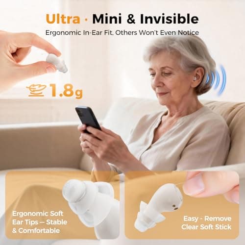 EASYVAVA Pro Hearing Aids for Seniors, Rechargeable Digital OTC Hearing Aids(Not Amplifiers) with Smart Noise Reduction,Invisible In-Ear,LED Display,32-Channel 4-Level Volume & 7-Day Standby Voice announcement for Clear Sound - Thumbnail 4