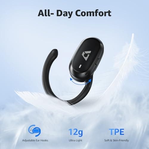 1Mii Open Ear Headphones with Organizer Box, Bluetooth 6.0 Wireless Over Ear Earbuds 180° Rotatable Earhooks, 48H Playtime, Custom EQ via App, IP5 Waterproof for Sports, Running, Gym - Thumbnail 2
