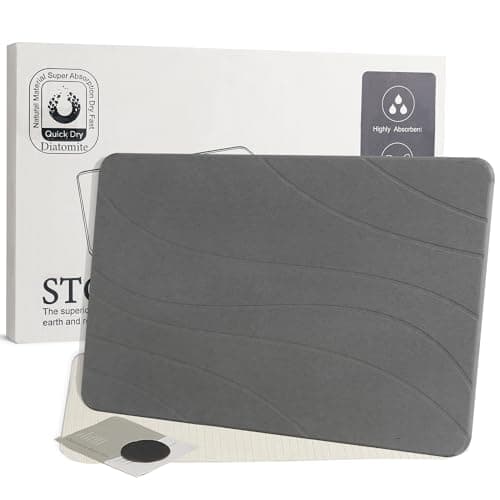 Robinuspc Stone Bath Mat, Quick Drying Bath Mat for Bathroom, Diatomaceous Earth Mat, Quick Dry Shower Mat, Fast Absorbent, Elegant Design, Easy to Clean - Grey 23.6×15.35 - Image 1