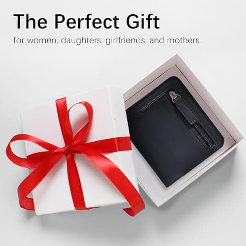Gostwo Small Wallet for Women, Compact Bifold Credit Card Holder, Slim RFID Blocking Cash Black Wallet, Billfolds Thin Leather Zipper Mini Wallet Gift for Ladies Teen Girls Travel with ID Window - Thumbnail 6