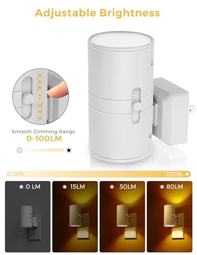 L LOHAS LED Night Light, Amber Nightlight, Dimmable Night Light 100LM, Light Sensor, Yellow Nightlight, Sleep Light for Kids, Soft & Warm Light for Bedroom, Hallway, Bathroom, 2 Pack - Thumbnail 3