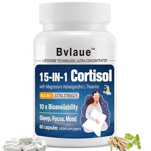 Bvlaue Cortisol Supplements for Women & Men - 15-in-1 Cortisol Reducer Manager Lower w/Ashwagandha,Magnesium,L-Theanine/Saffron Vitamin B6 & B12,60 Vegan CT for Stress Relief Sleep,Mood,Non-GMO - Image 1