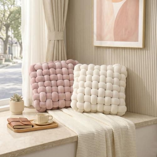 Jaysydd Knot Throw Pillows Square Emerald Green Throw Pillows Soft Accent Pillows Decoration Cushion for Couch Home Office Living Room Bedroom Bed Sofa Decor 15.7" - Thumbnail 3