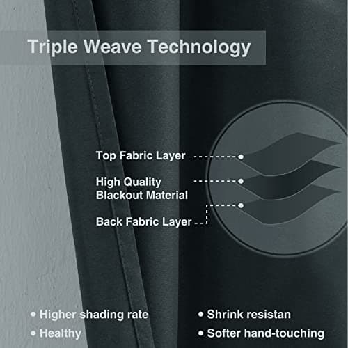 Home Queen Blackout Rod Pocket Tier Curtains for Small Window, Short Room Darkening Basement Curtains, Cafe Drapes, 2 Panels, 26 W x 30 L Inch Each, Black - Thumbnail 3