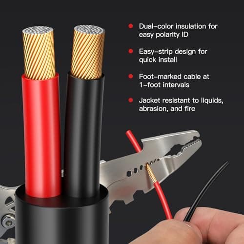 PTASYGK 12/2 Outdoor Speaker Wire - Direct Burial Speaker Cables CL3 CL2 Rated 100 Feet, UV Resistant CCA Cable for Garden, Patio, Pool Audio Systems - Thumbnail 4