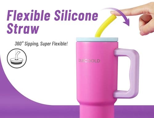 DLOCCOLD 24 oz Tumbler with Handle and Silicone Straw Lid, Insulated Travel Tumbler with Spill Resistant Lid, Reusable Stainless Steel Travel Tumbler, Cupholder Friendly, Leak Resistant - Thumbnail 3