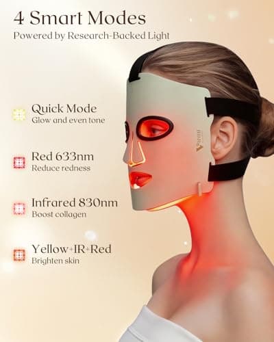 Infrared Light Therapy Face Mask: High-Energy 3-Color 292 Beams 830nm/633nm/590nm, Portable Red Light Therapy for Face Skincare Device, NIR Mask, Ultra-Thin Silicone, Luxury Beauty Gift - Gen 3 Green - Thumbnail 4
