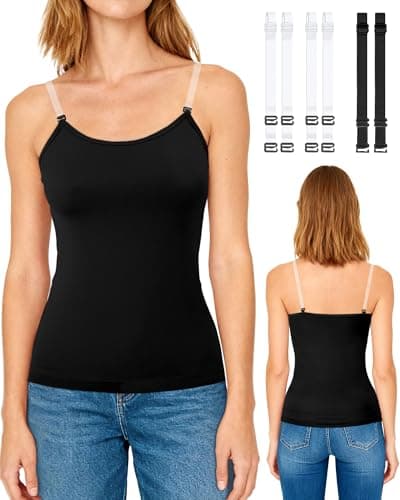 HotGains Women Camisole (US, Alpha, Large, Regular, Regular, Black) - Image 1