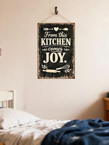 From This Kitchen Comes Joy Vintage Tin Sign Rustic Wall Decor Metal Plaque Farmhouse Baking Cooking Art Pantry Cafe Dining Room 8x12 Inch Pre Drilled Holes Chalkboard Style Typography Home Restaurant - Thumbnail 4