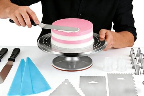 Cake Decorating Kit 35 Pieces - 24 Piping Tips Set with 12 Inch Turntable, Reusable Pastry Bag, Icing Spatula, Scraper, Couplers - Baking Tools for Beginners, Professional Cake Decorating Supplies - Thumbnail 2