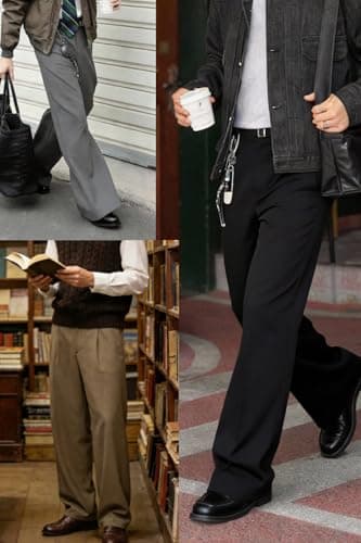 Heyfanee Wide Leg Dress Pants Men Loose Fit Pleated Slacks Baggy Old Money Grey 32 - Thumbnail 2